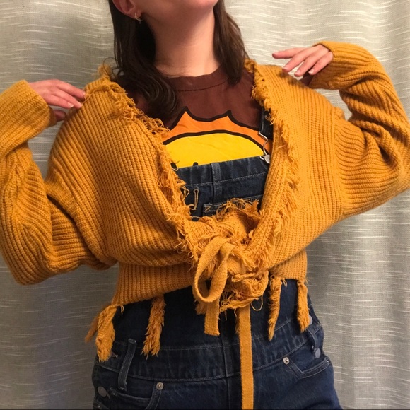 Marshall’s Yellow Fringe Tie Sweater - Picture 5 of 5